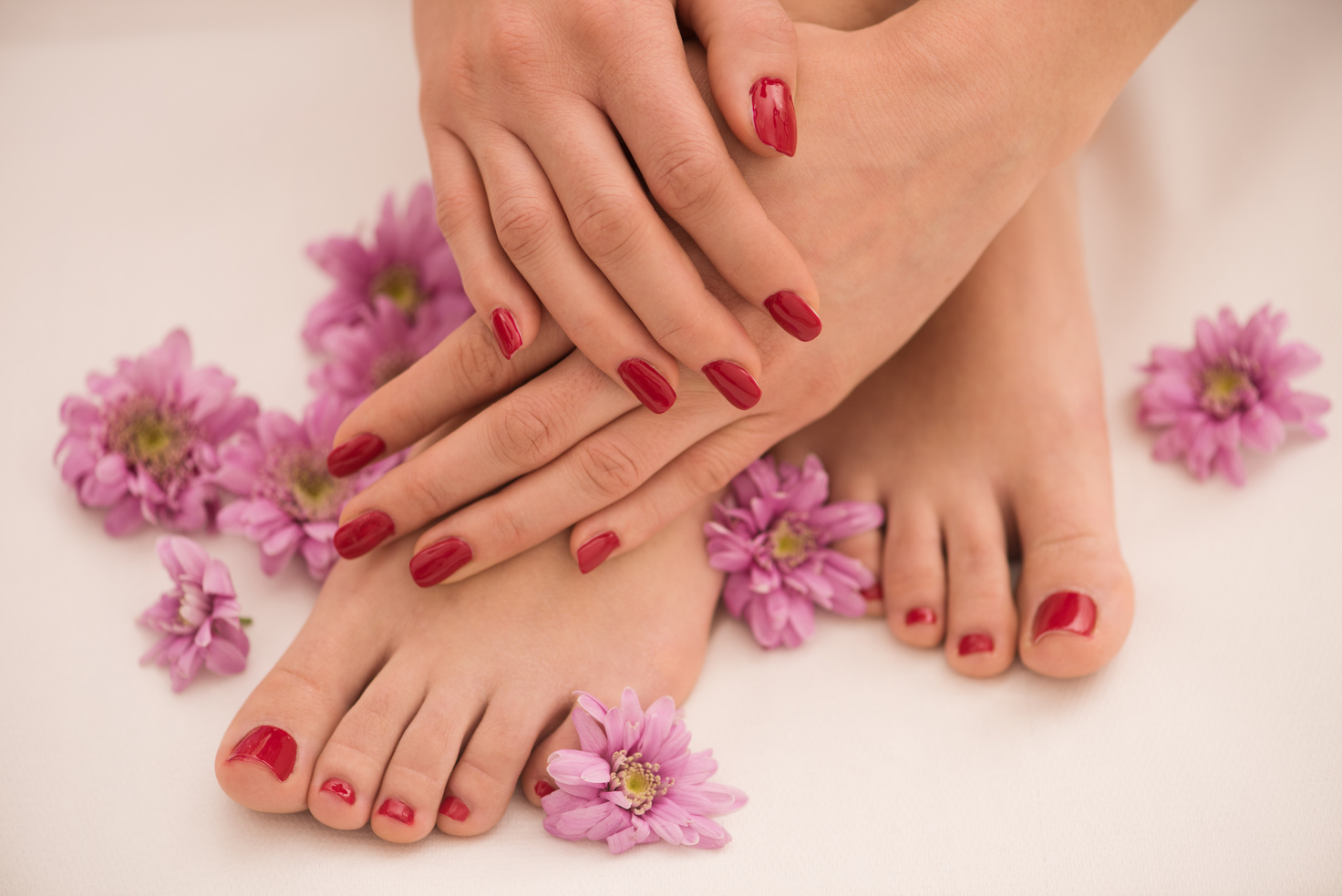 Female Feet and Hands at Spa Salon